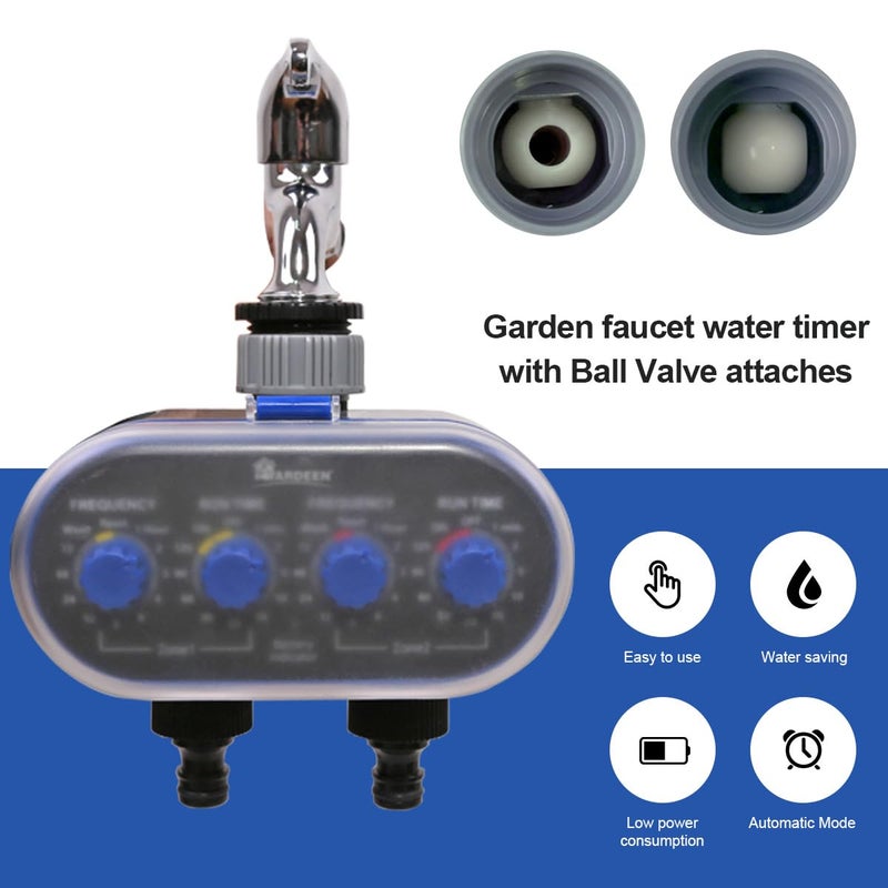 Yardeen Watering Hose Sprinkler Timer Garden Irrigation System Controller Electronic Water Timer with Two Outlets Color Blue - Image 5